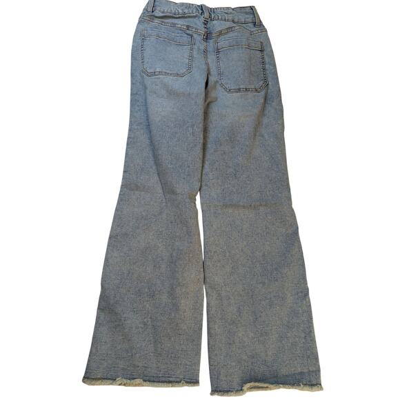 Women's Side Snap Jeans Size 1 Wide Leg Raw Hem Basketball Sports Y2K - Picture 3 of 9